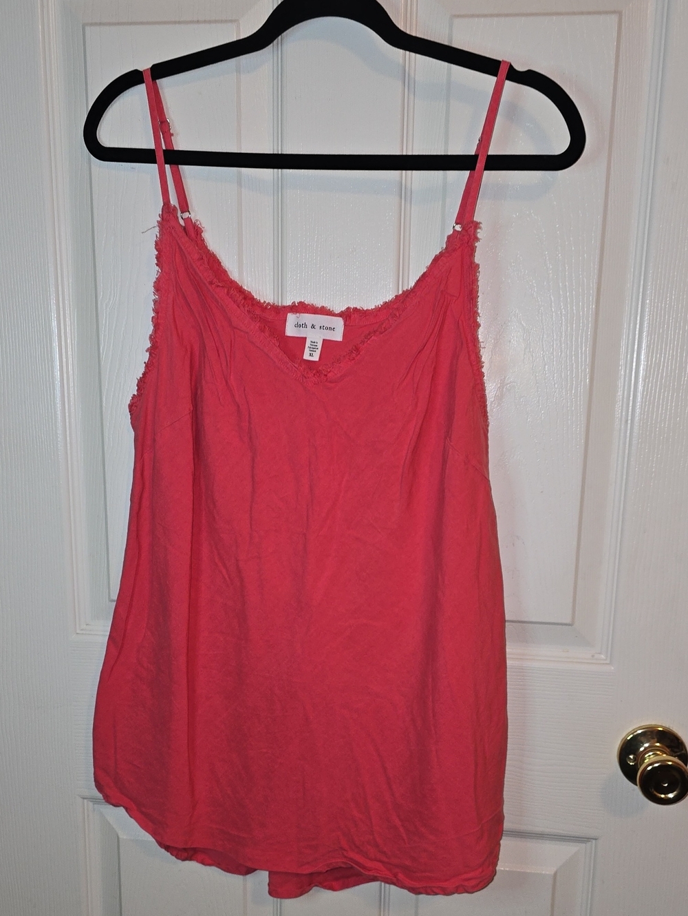 cloth & stone Hot Pink Frayed-Trim Spaghetti Strap Camisole